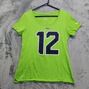 Nike Top Womens S Green Athletic Cut Scoop Neck Seattle Seahawks Football Fan